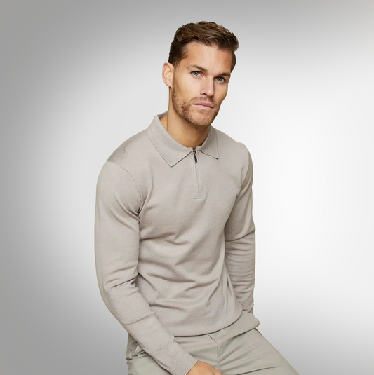 JONC LUXE Signature Knitted Long Sleeve Polo
